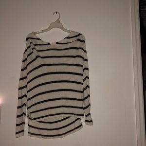 a black and white striped sweater